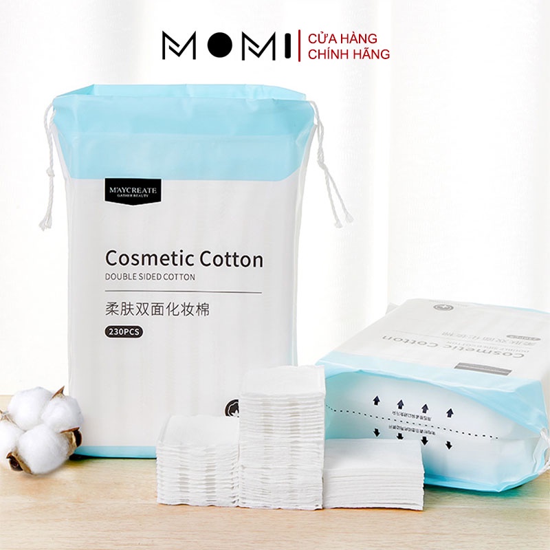 Bông tẩy trang Maycreate ba lớp Cotton mềm mịn dai 230 miếng P03N