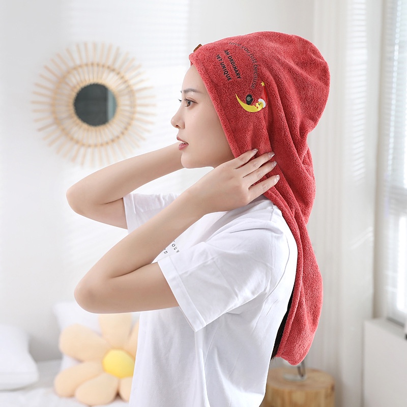 Mũ Lông Cừu Trùm Đầu Mềm Mại Thấm Hút Nước Làm Khô Tóc Khăn Lau Khô Tóc Dày Dặn Siêu Thấm Hút Bằng Lông Cừu San Hô Mềm Mại Nhiều Màu Tùy Chọn Tiện Dụng Cho Nữ