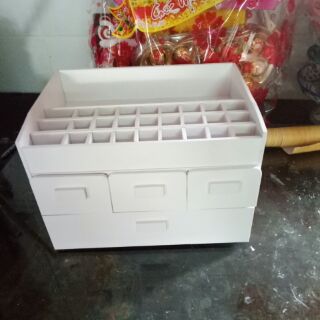 (tặng mask)  tủ đựng mỹ phẩm trắng  4 học full ô son
