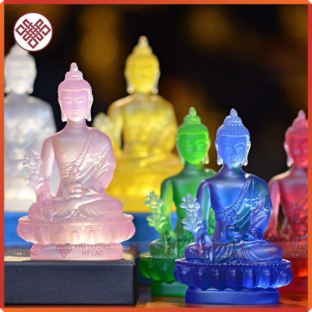 Tượng Phật Dược Sư Mật Tông [Kim Cương Hỷ Lạc] Màu Hồng