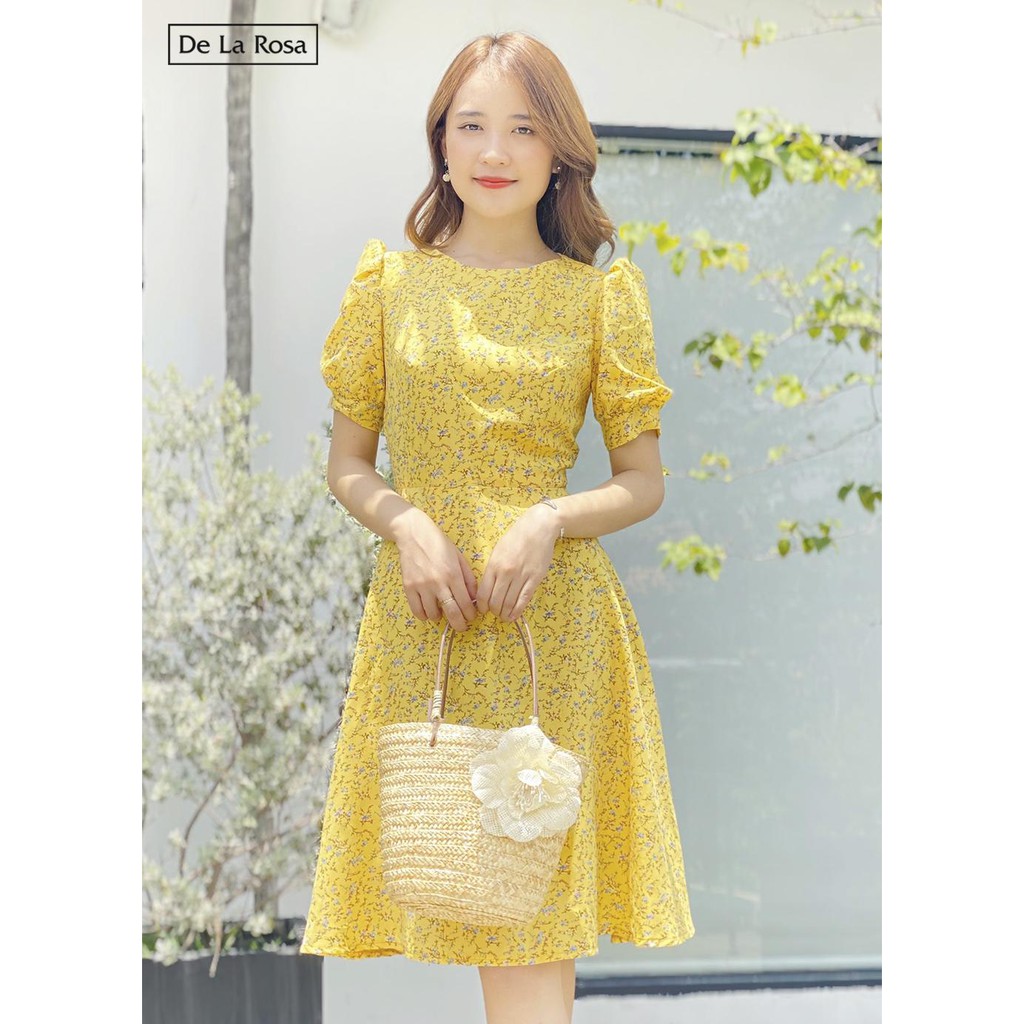 Đầm váy hoa nhí trắng thiết kế dáng xèo dạo phố công sở - De La Rosa | BigBuy360 - bigbuy360.vn