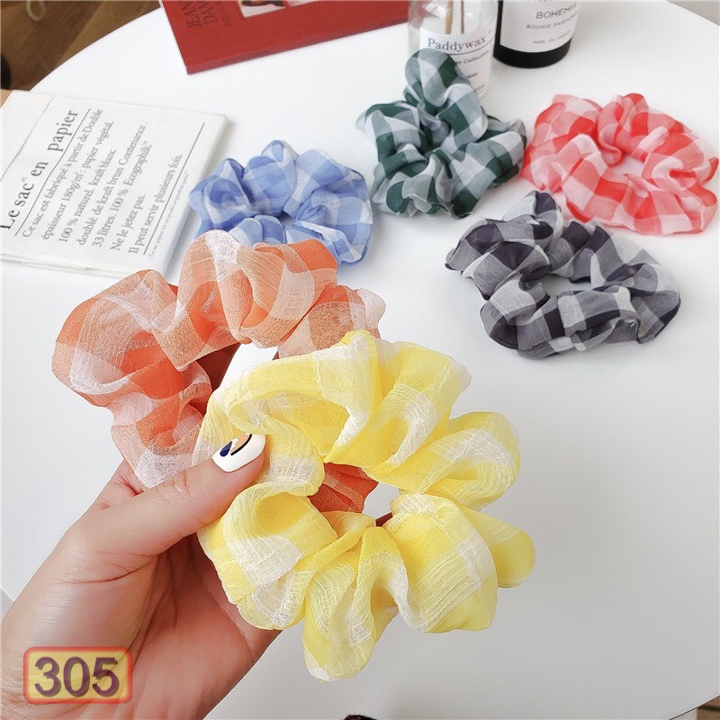 [Mã FAMARAL1 giảm 10K đơn 50K]BUỘC TÓC VẢI SỌC KẺ VUÔNG 305 NHIỀU MÀU HOT TREND