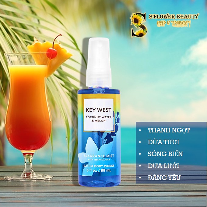 Travel Size 88ml | Xịt Thơm Nước Hoa Toàn Thân Mini Bath &amp; Body Works Body Mist | BAHAMAS | FIJI | KEY WEST | BELIZE