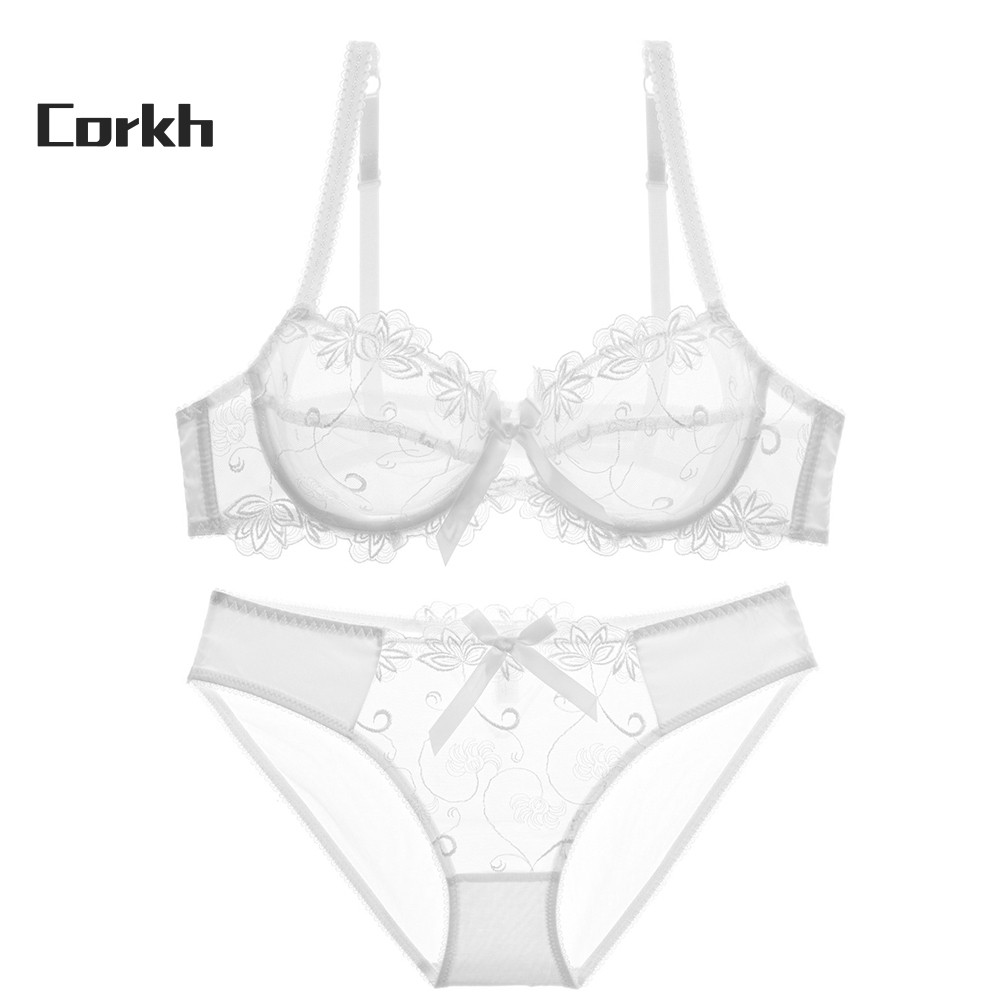 ●Co 2Pcs/Set Sexy Women Embroidery Lace See-through Underwire Bra Panties Underwear-part2 Áo ngực