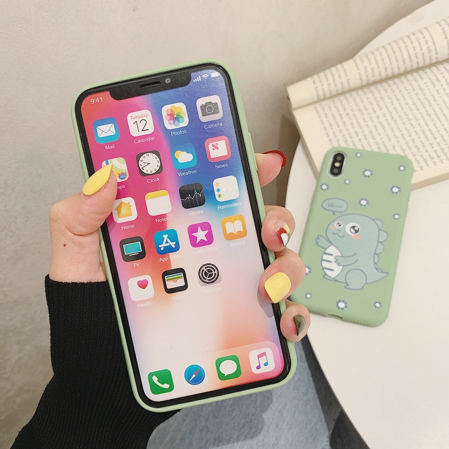 Ốp điện thoại họa tiết khủng long dễ thương cho Iphone X XS 11 Pro Max XR 5 5S SE 6 6S 7 8 Plus