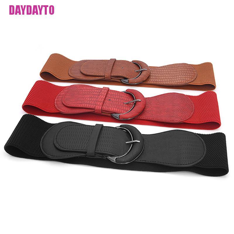 Thắt Lưng Giả Da Bản Rộng Co Giãn Thời Trang Cho Nữ