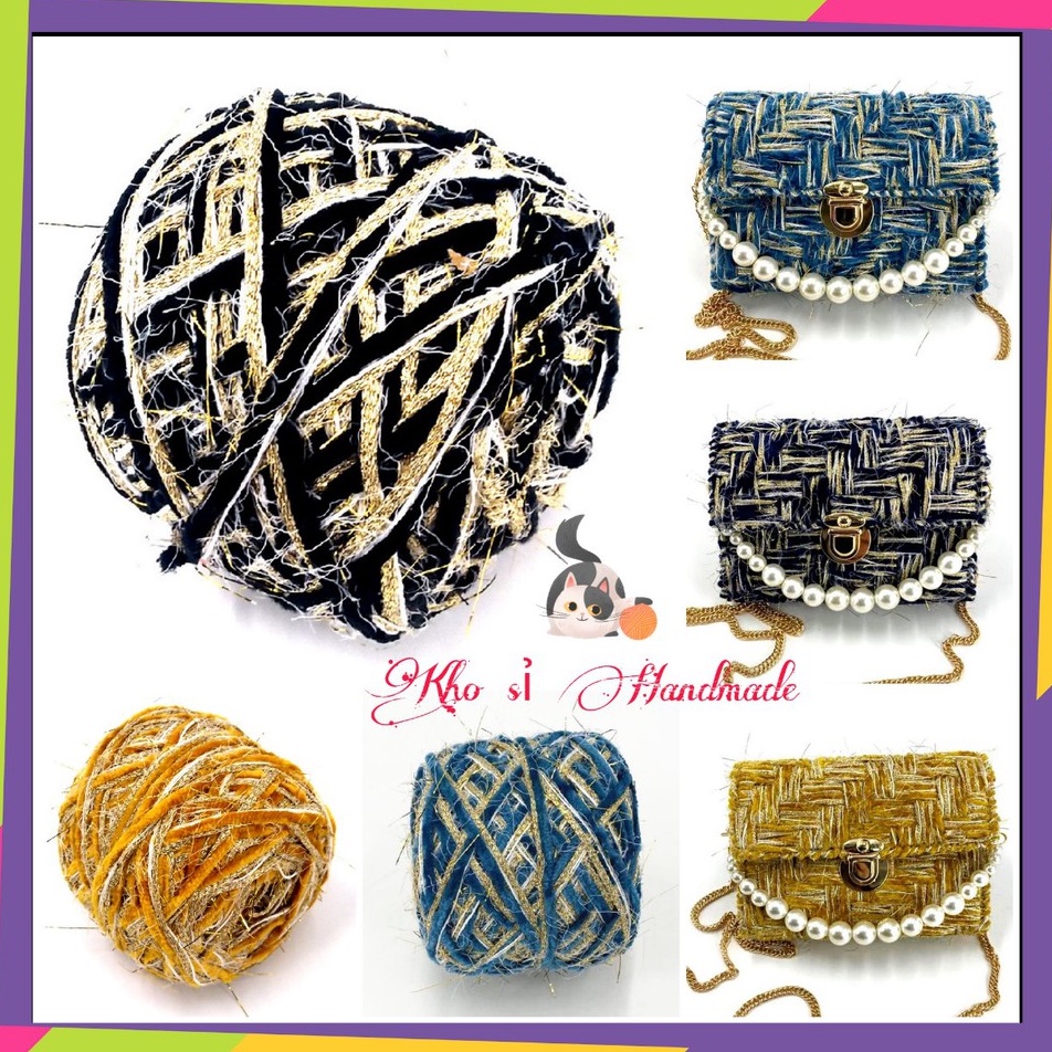 Len nhung xù kim tuyến làm túi Handmade siêu sang