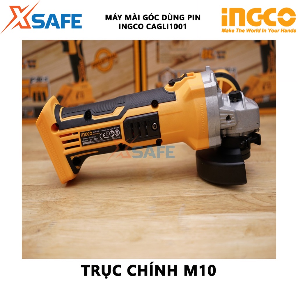 Máy mài góc dùng pin INGCO CAGLI1001 20V tốc độ không tải 8500/min, trục chính M10, không kèm pin sạc