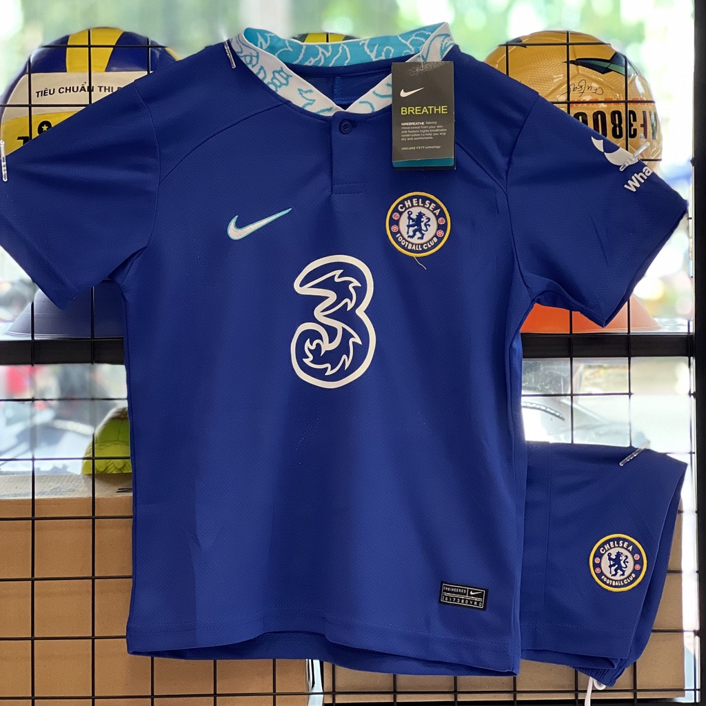 Quần áo bóng đá trẻ em CHELSEA xanh bích 22-23 HÀNG THÁI CÓ IN TÊN SỐ