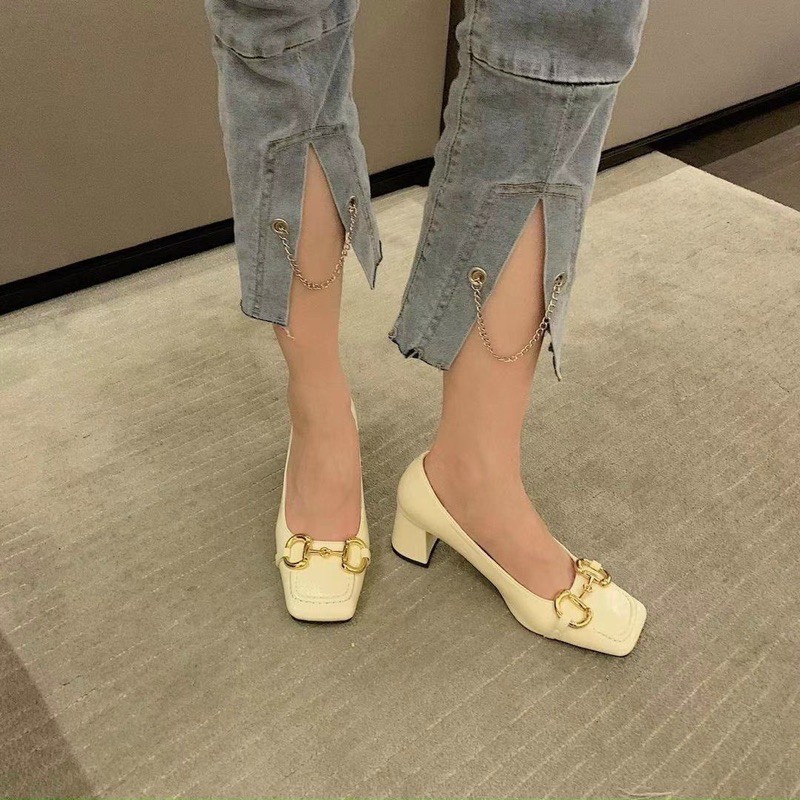 HÀNG FULL BOX CÓ SẴN Giày gót vuông khoá ngang 5cm