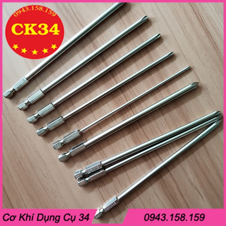 Bộ 9 mũi tô vít 4 cạnh dài 150 mm cho khoan pin điện hãng BROPPE