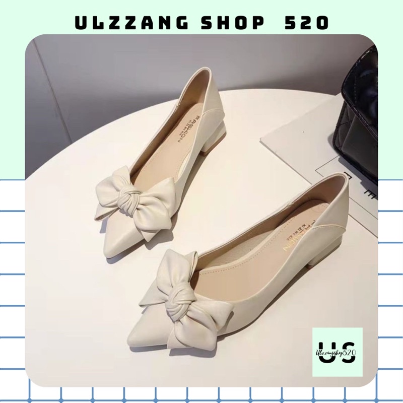 Giầy da nữ gót thấp 3P kiểu dáng phong cách Hàn Quốc thời trang hiện đại trẻ trung Ulzzangshop520