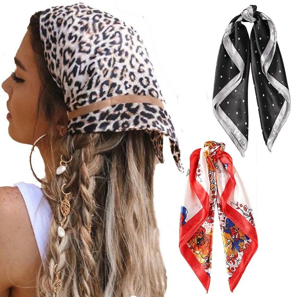 Khăn vuông HAIMEIKANG kiểu bandana in họa tiết phong cách bohemian cho nữ kích thước 50*50cm