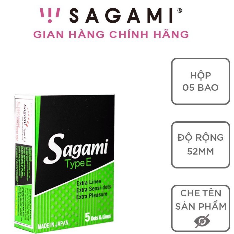 [ GIÁ SỈ ] - Bao cao su gân gai tăng kích thích khoái cảm mạnh, ôm sát thoải mái tự nhiên Sagami Type E - Hộp 5 chiếc