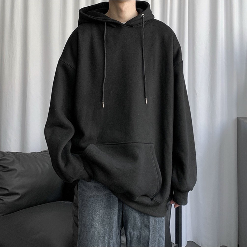 Áo hoodie trơn unisex nam nữ form rộng hai màu trắng đen chất nỉ bông | Tỉnh Lộ 10 | BigBuy360 - bigbuy360.vn