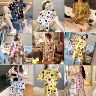 Bộ đồ ngủ gồm áo thun ngắn tay và quần đùi thời trang mùa hè trẻ trung cho nữ đồ bộ đồ bộ nữ pijama