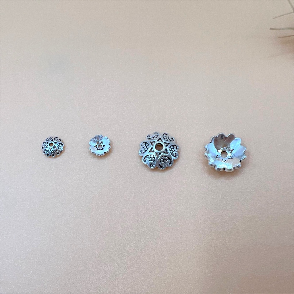 Charm ốp hạt bạc thái hình 6 trái tim - Charm Bạc 925 - Mã CA073