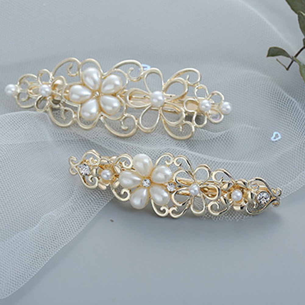 Kẹp Tóc Kim Loại Hình Hoa Đính Ngọc Trai Giả Thời Trang Cho Nữ