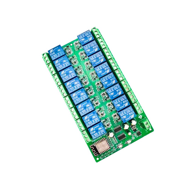 Mô-đun chuyển tiếp ESP8266 WIFI 16 kênh Bảng phát triển ESP-12F Nguồn điện . Mô-đun chuyển tiếp 16 chiều, Chế độ cung cấp 12V