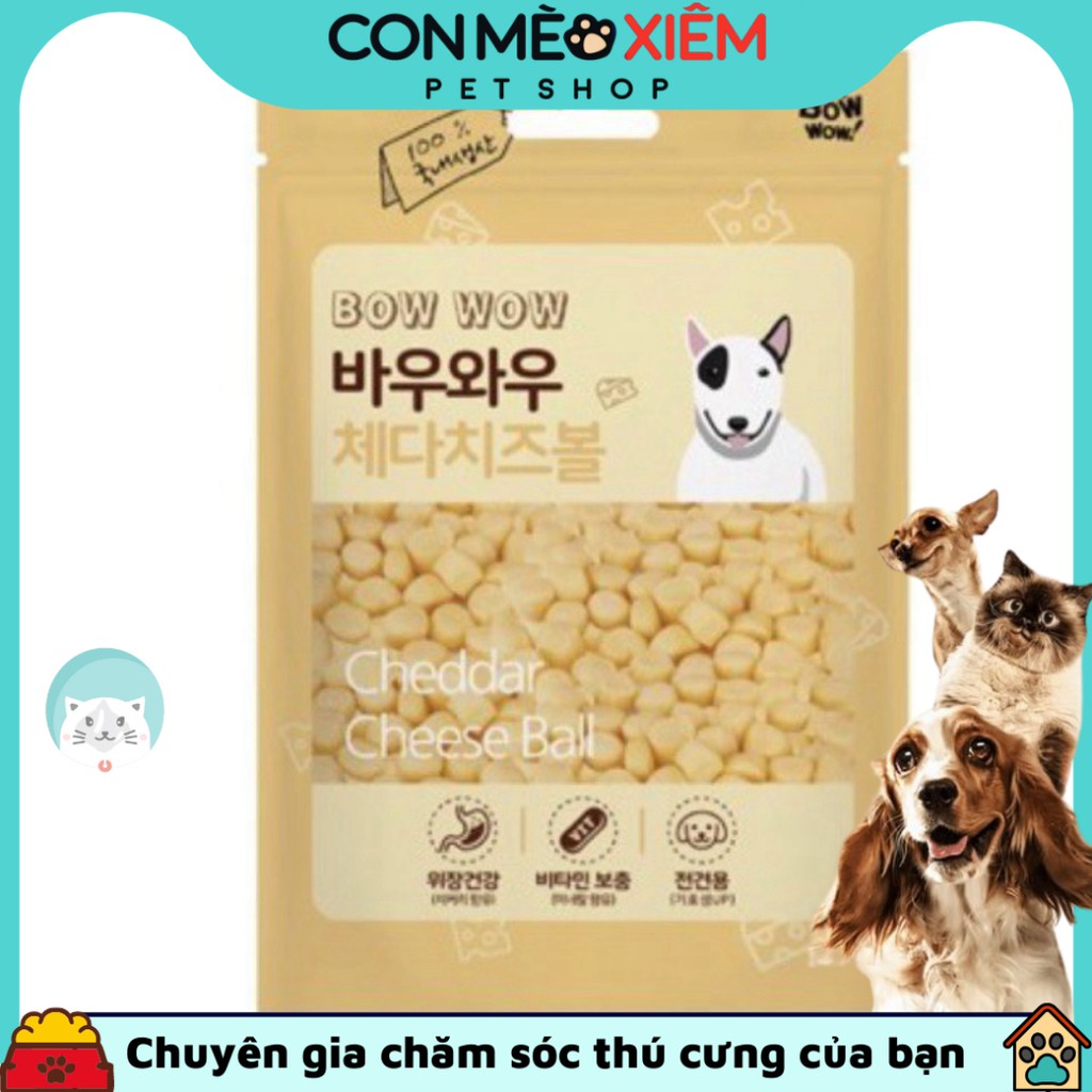 Phô mai cho chó viên cheese Bowwow 100g, thức ăn vặt thưởng tăng cân cho cún lớn con nhỏ bầu Con Mèo Xiêm