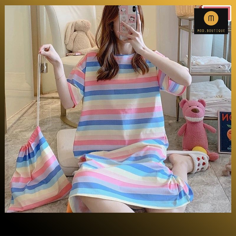 Váy Mặc Nhà Váy Ngủ Họa Tiết Đáng Yêu, Chất Cotton Mềm Mịn Diện Hè V6 | BigBuy360 - bigbuy360.vn