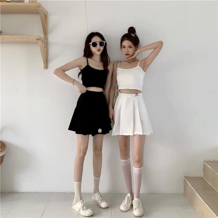 Áo 2 dây croptop nữ cổ vuông Cheapy đen trắng basic freesize co giãn hở vai tôn eo phom ôm body sexy hàn quốc C819 | BigBuy360 - bigbuy360.vn