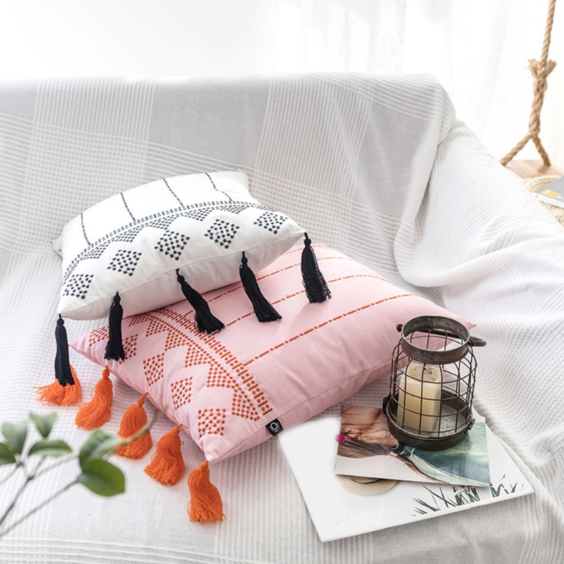 Vỏ Gối Hình Chữ Nhật Thêu Họa Tiết Kẻ Sọc Phong Cách Châu Âu