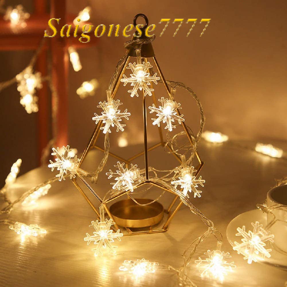 Dài 3M 20 Đèn Led Bông Tuyết Xài Pin Decor Trang Trí Noel Giáng Sinh- LED Christmas Snowflake String Lights
