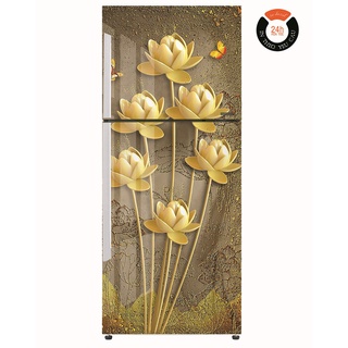 Decal dán tủ lạnh hoa sen gold - chất liệu cao cấp - chống thấm nước - decal24h