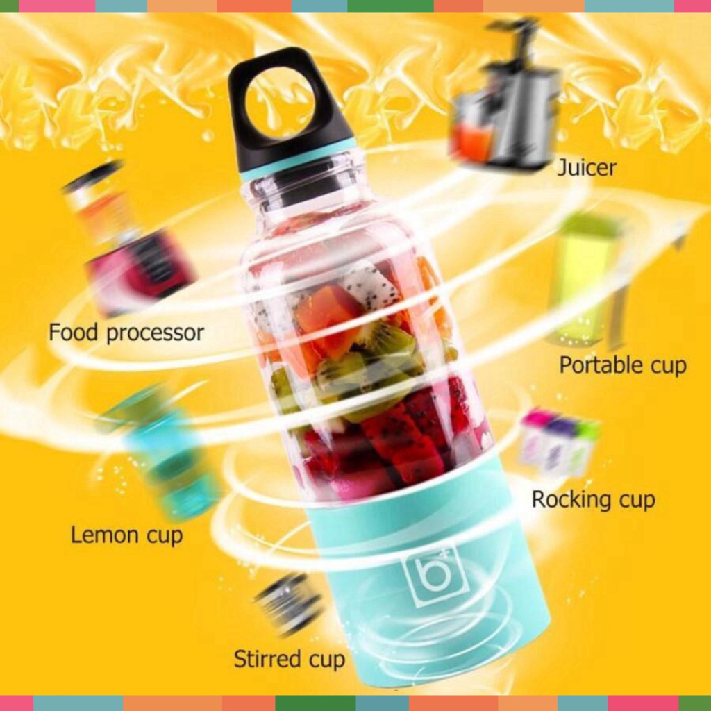 Máy Xay Sinh Tố, Máy Say Sinh Tố Cầm Tay Mini Sạc Pin 4 Lưỡi BINGO JUICER CUP 500Ml, Bảo Hành 12 Tháng, Xay Được Đá