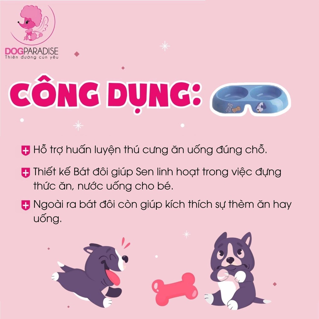 Bát ăn đôi dành cho thú cưng Pian Pian chất liệu nhựa cao cấp hình tròn nhiều màu size M/L - Dog Paradise