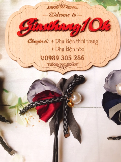 3 thanh búi tóc magic hình hoa gắn hạt trai