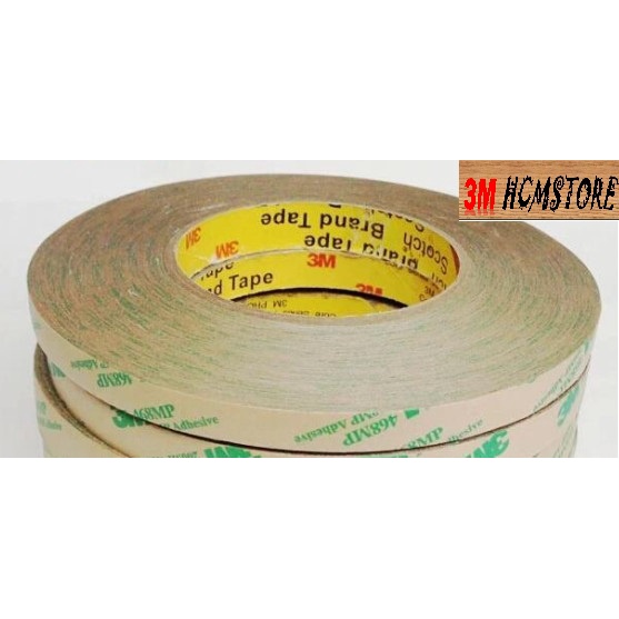 3M 468MP loại 200MP khổ 10mm dài 55met - BĂNG KEO HAI MẶT MỎNG chịu nhiệt cao dính tốt các ứng dụng khó dính và cao su