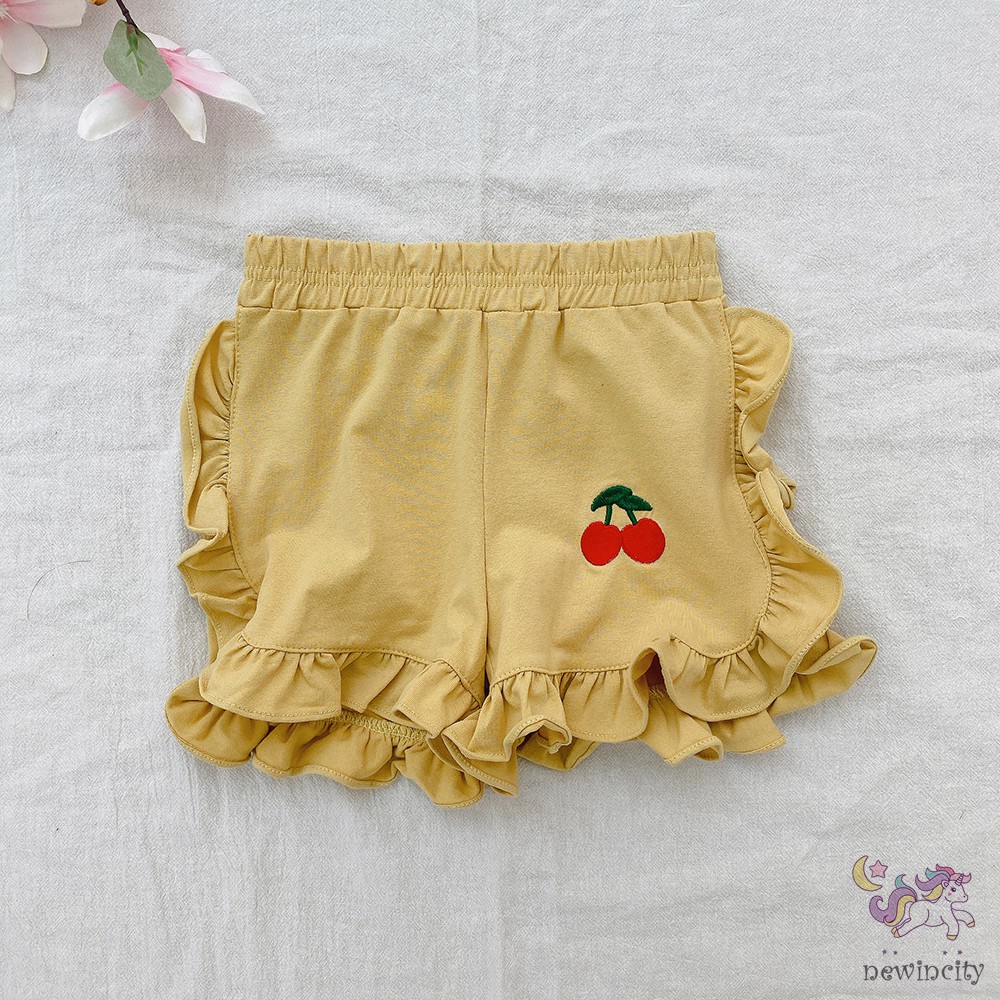 Quần short họa tiết anh đào phong cách Hàn Quốc mùa hè cho bé gái