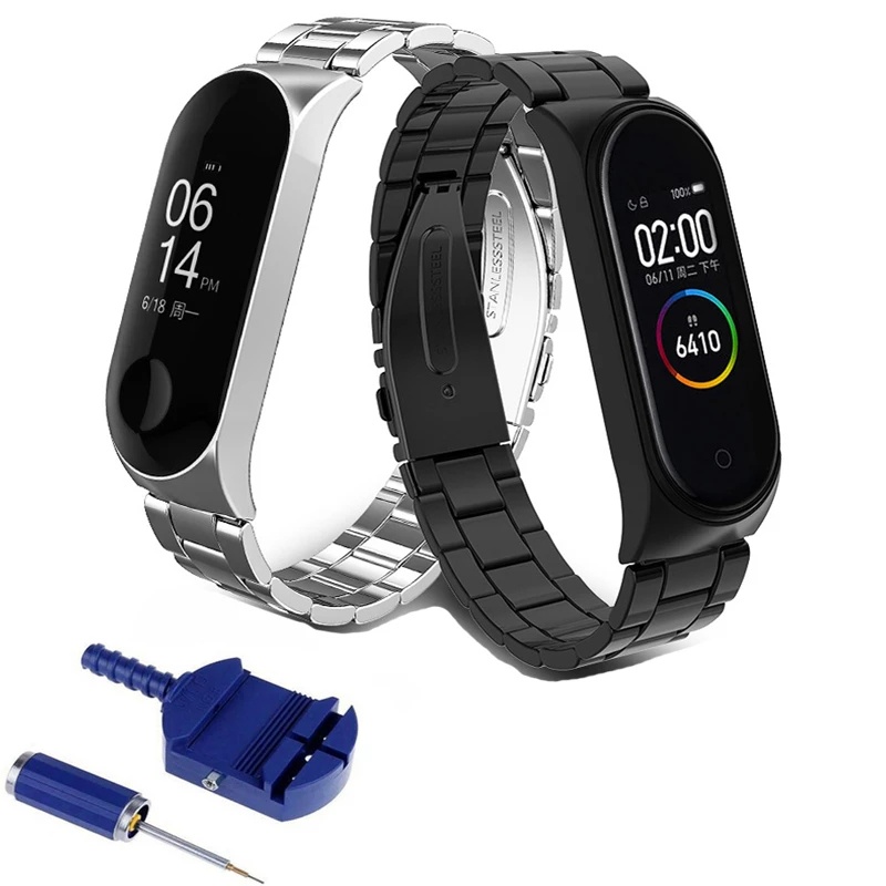 Dây Đeo Thay Thế Bằng Thép Không Gỉ Cho Xiaomi Mi Band 3 4 5 6 Metal Strap Metal Stainless Steel Xiaomi MiBand 3 4 5 6 Watch Strap Bracelet Screwless MiBand 3 4 5 6 Color Bracelet Wrist Band With Gift Tool