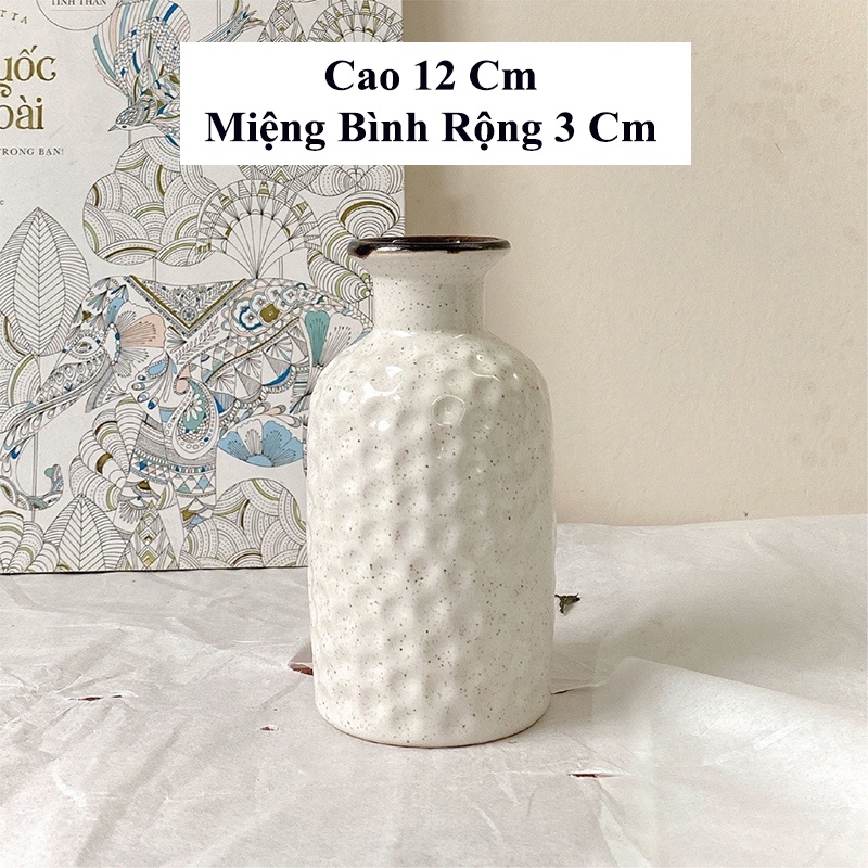 Bình cắm hoa Gốm sứ Bát Tràng men trắng mini cắm hoa trang trí đơn giản, tiện dụng