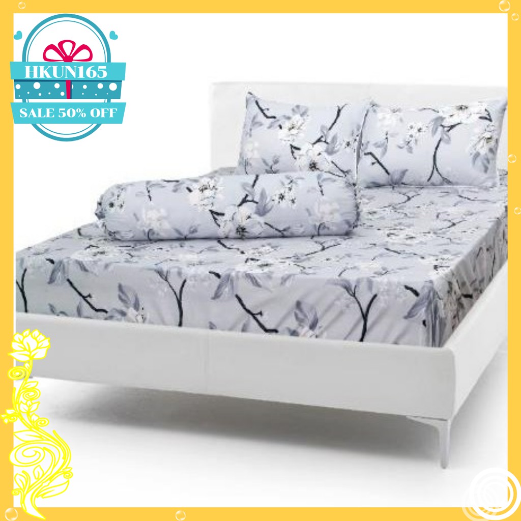 set ga gối poly 1m8 kèm vỏ gối ôm(hoa ghi)