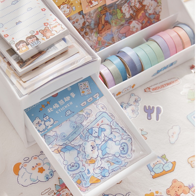 Túi 46 Miếng Dán Hình Thú Hoạt Hình Trang Trí Sổ Tay Cho Học Sinh