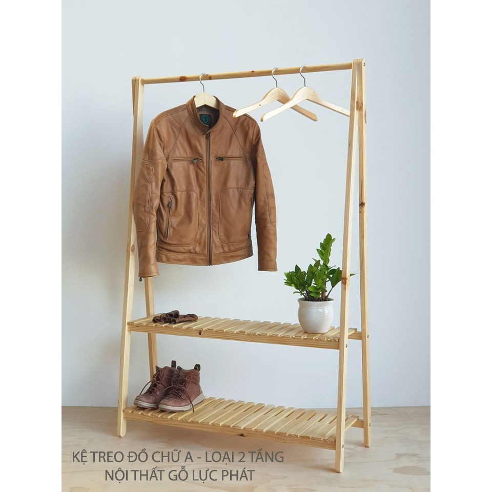 (Loại 1 mét) KỆ QUẦN ÁO CHỮ A 2 TẦNG - Lót NC