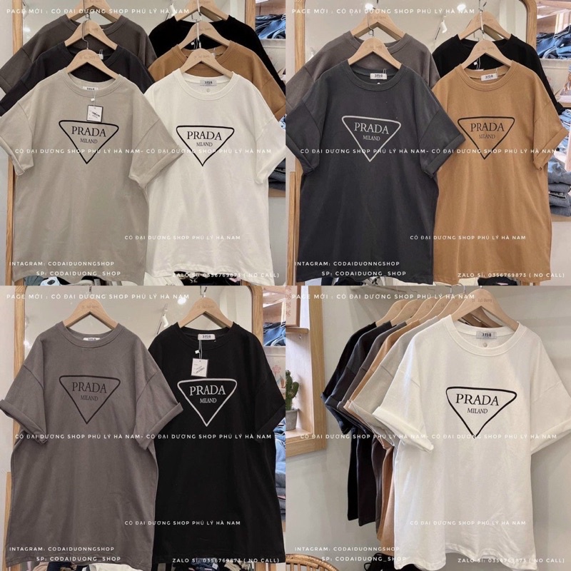 ÁO PHÔNG CHỮ PRADA TAM GIÁC CHO NỮ
