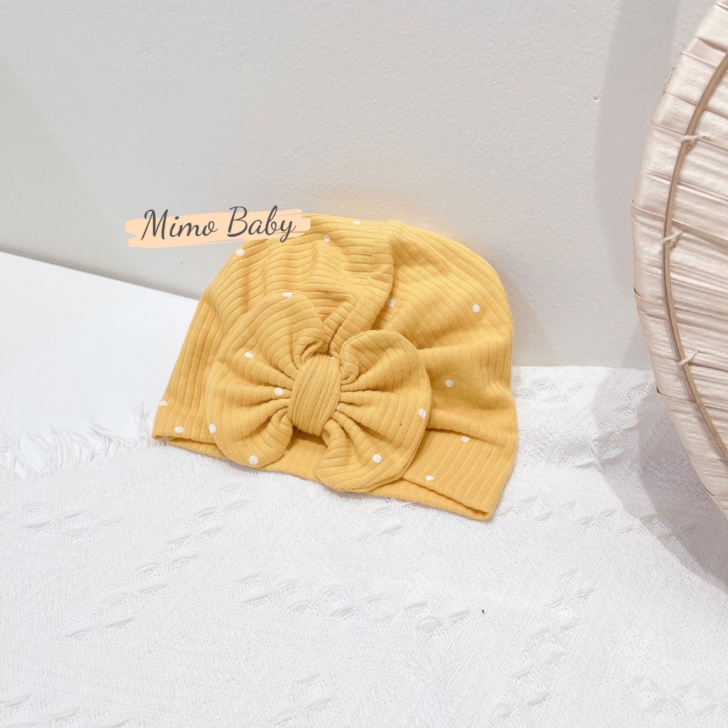 Mũ nón turban nền vàng chấm bi đáng yêu cho bé gái 6-10kg MTB83 Mimo Baby