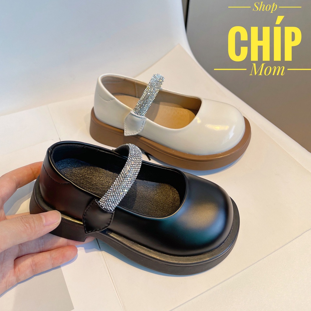 Giày búp bê bé gái giày bệt cho bé da bóng quai ngang đá sang chảnh kiểu dáng hàn quốc chống trượt full hộp 886