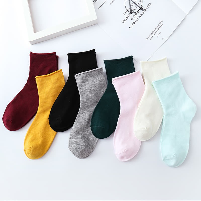 Tất trơn cổ cao vintage Hàn Quốc ( 8 màu )