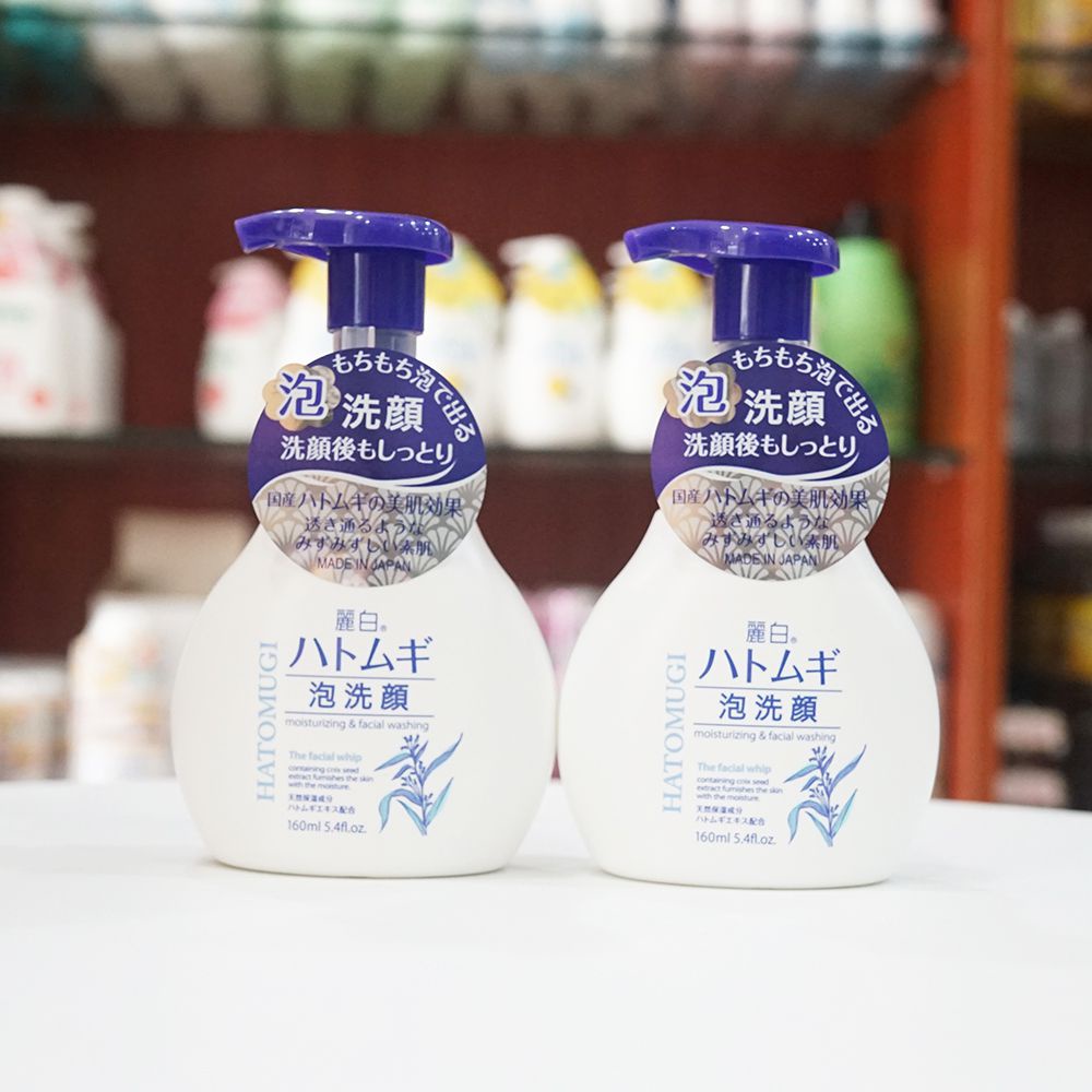 Sữa rửa mặt tạo bọt Hatomugi Facial whip 160ml cấp ẩm trắng da hàng Nhật nội địa