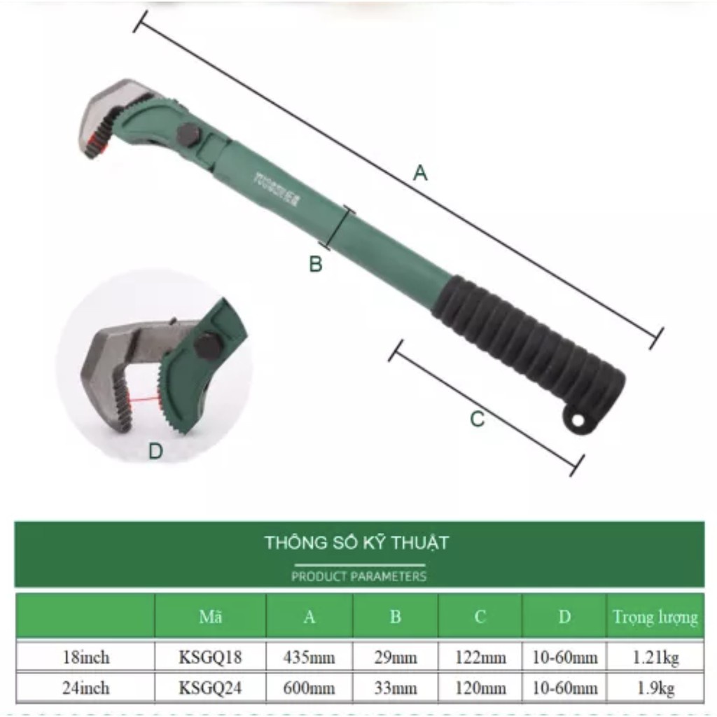 Cờ lê ống nước dạng móc 18inch, 24inch TUOSEN