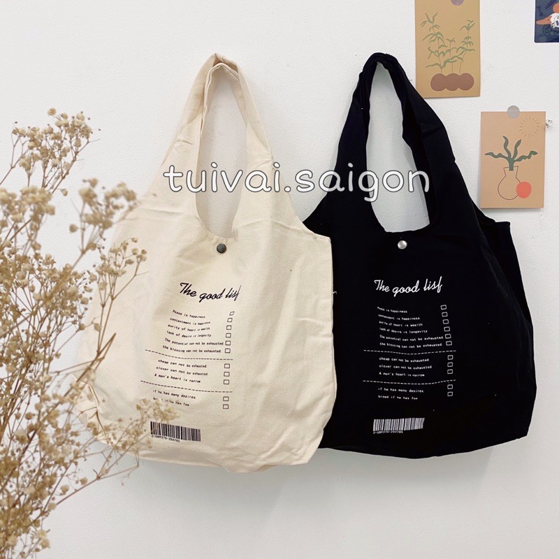 ẢNH THẬT Túi tote túi vải canvas quai liền chữ ( Good list )