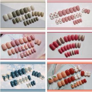 Bộ 24 móng tay giả hợp thời trang kèm gel trang trí móng