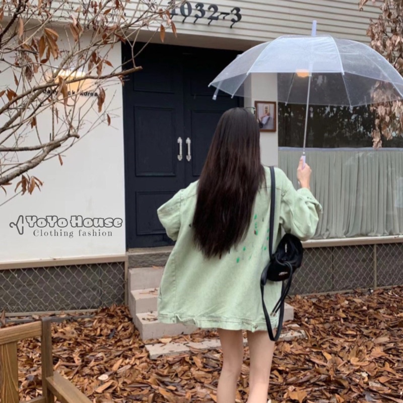 Áo khoác denim dài tay phong cách retro thời trang mùa thu 2022