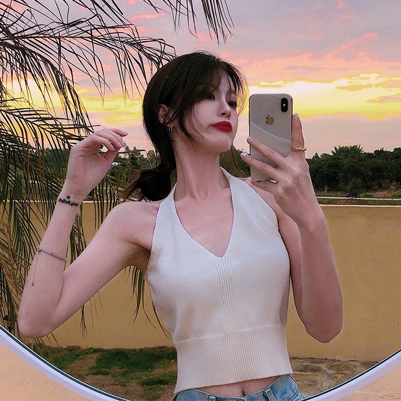 Áo dệt kim QKOOLE không tay thời trang dành cho nữ với 3 màu tùy chọn