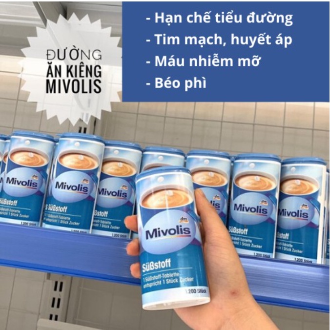 Đường ăn kiêng Mivolis Đức hộp 1200 viên cho người tiểu đường, giảm cân - Shop Viloet